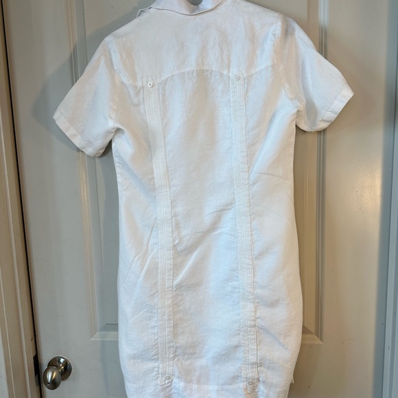 NWOT Marsotto Formale White 100% Linen Coastal Shirt Dress, size M/L - Picture 2 of 8